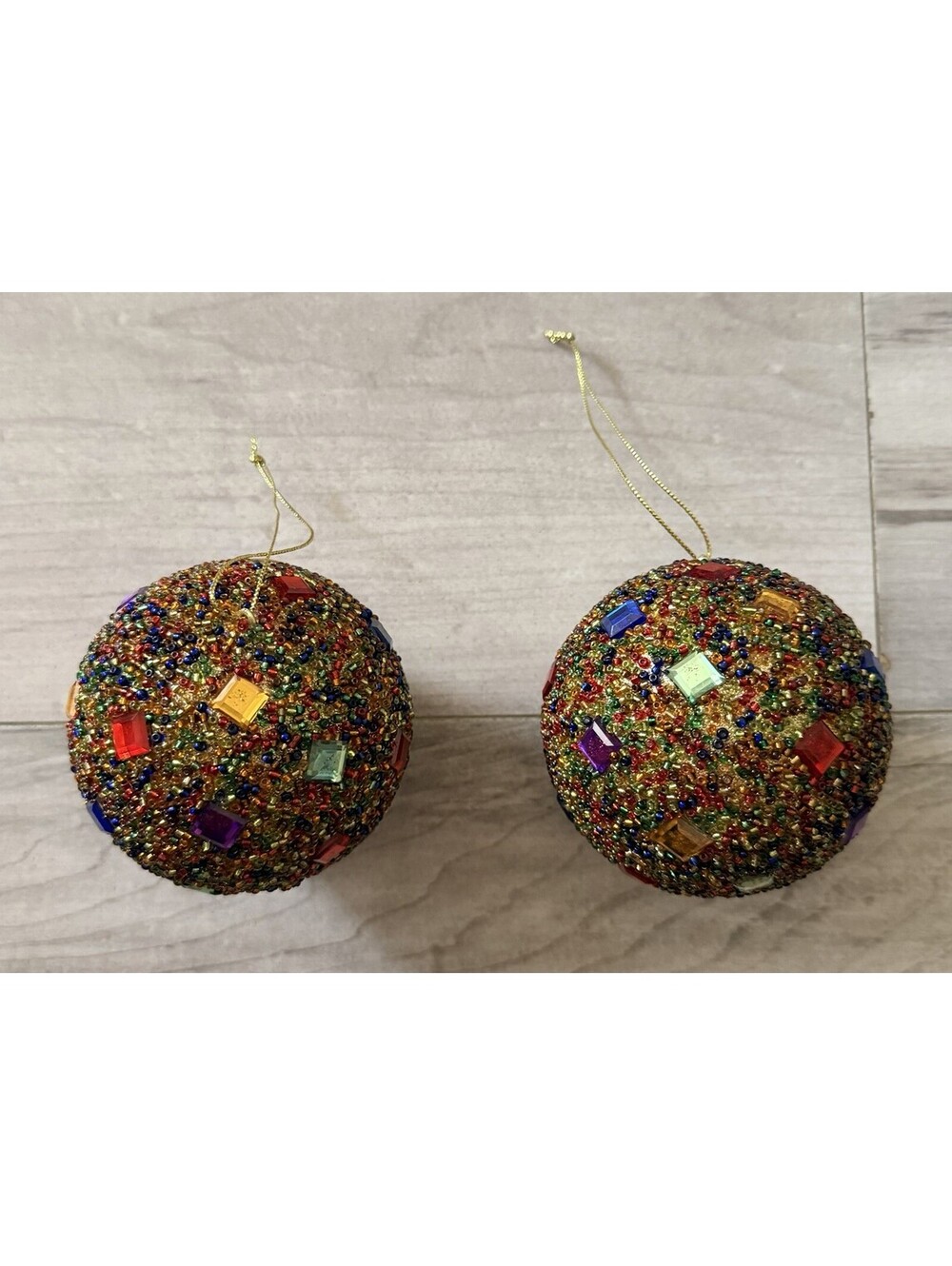 2 Ball 3” Mosaic Christmas Ornaments Beautiful Excellent